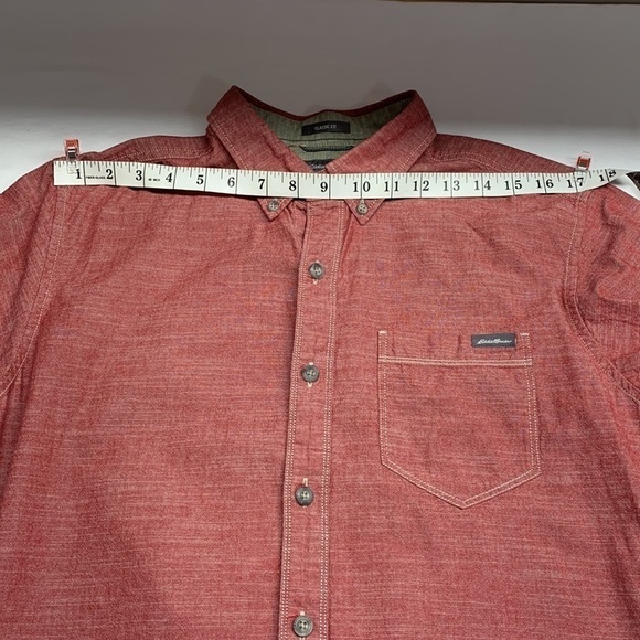 Eddie Bauer Long Sleeve Button Down Cotton Shirt Small Red - Picture 8 of 11